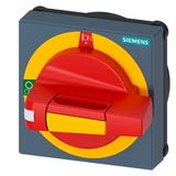 Handle with masking plate EMERGENCY OFF, size 75x 75, for shaft 8x 8, Test-0-I