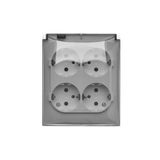 Quadruple socket outlet with SCHUKO earthing - in IP44 version - transparent flap, 16A, Screw, white