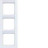 Cover frame 3-way vertical, text field, A.1, light white glossy