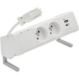 Desk socket set: 2x250V type E + USB A+C charger, Wieland quick connector; white