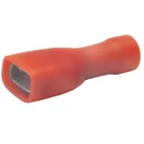 Insulated flat plug sleeve, 2.8 x 0.5 mm, 0.5 to 1.0 mm², AWG 20 to 18, brass, tin-plated, red, 8201V