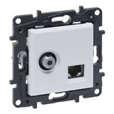 TV F-type star + RJ45 socket Niloé Step category 6 UTP white