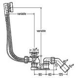 Simplex bath siphon with cable 40/50x725mm, chrome