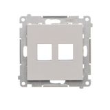 Double Keystone flat IT/telephone socket cover, light gray matt