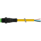 M12 male 0° A-cod. with cable Lite PUR 5x0.34 ye +robot+drag ch. 1m