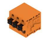 Printed circuit board terminals, 5.08 mm, Number of poles: 3, 90°, Solder pin length (l): 3.5 mm, tinned, orange, PUSH IN with actuator, Clamping range, max. : 2.5 mm², Box