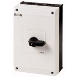 T5B-3-8342/I4 On-Off switch, T5B, 63 A, surface mounting, 3 contact unit(s), 6 pole, with black thumb grip and front plate