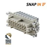 HDC insert, Female, 500 V, 16 A, Number of poles: 16, SNAP IN, Size: 6