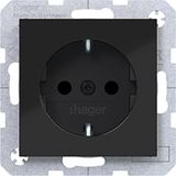 SCHUKO wall socket, Safety Plus, plug-in type, A.x/C.x, night black glossy.