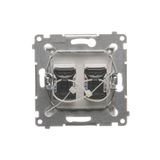 Double socket outlet with Schuko earthing and shutters, flush mounted - Scandinavian version, (Complete product), 16A, 250V, Screw, white