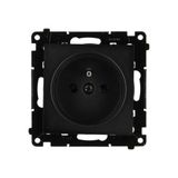 Socket outlet with earthing and shutters, module, 16A, quick connection, black matt