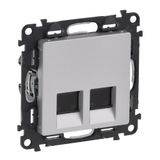Double RJ45 socket Valena Life category 5e UTP with cover plate aluminium