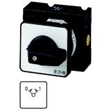 T0-2-15361/E ON-OFF button, T0, 20 A, flush mounting, 2 contact unit(s), Contacts: 4, 45 °, momentary, With 0 (Off) position, with spring-return, 0>I