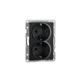 OUTLET FLUSH MOUNTED DOUBLE COVER 1,5 S W/EARTH BLACK 6-PACK