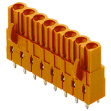 PCB plug-in connector, female header, closed side, THT solder connection, 5.08 mm, Number of poles: 5, 180°, Solder pin length (l): 4.5 mm, tinned, orange, Box