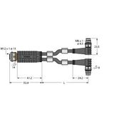 2-Way Splitter Y-Splitter with Cable, Female M12 × 1 - 2x Male M8 × 1   VBRK4.4-2PSW3M-0.3/0.3/TXL