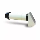 Through-wall kit with external hood and internal acoustic lining d150mm