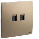 Double RJ45 socket outlet category 5E UTP dark bronze