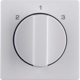Centre plate rotary knob 3-step switch, Berker Q.1/Q.3, polar white ve