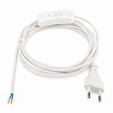 Flat Cord 3m 2×0.75mm² 2.5A 250V~ IP20 Switch EU Plug White