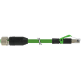 M12 female 0° X-cod. / RJ45 male 0° shielded PUR 4x2xAWG26  gn   2,6m