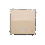 Light push button with indicator light, LED not replaceable Color: blue, (module), 10AX, quick connection, beige