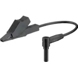 Measuring lead with (2 mm banana plug, angled) to (crocodile clip), 0.25 m, black, silicone, 0.5 mm², CAT III, CAT IV, 68.9517-02521