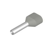 Wire-end ferrule, Twin wire-end ferrule, 15 mm, 12 mm, grey