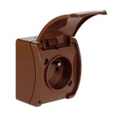VG-1 Koala Single Socket with earthing contact (2P+Z) surface mounted IP44 brown with brown flap VG 161-02