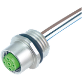 M12 female recept. A-cod. front PVC-wires 4x0.34  2m