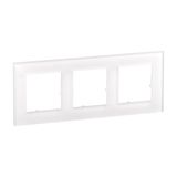 3 GANG PLATE WHITE GLASS