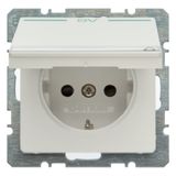 Schuko socket with cover and label holder, Q.1/Q.3 polar white, velvety