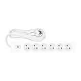 Power strip Pin 6-way, Switch/Shutter, 5m cable, white