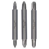 3-piece double ended bit set PH1, PH2, PH3, PH1, PH2, PH3; 60 mm