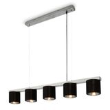 Pendelleuchte,antik-silber,Stoff,5xE14 exkl.