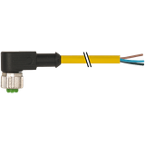 M12 female 90° A-cod. with cable PUR 5x0.34 ye UL/CSA+drag ch. 5m
