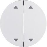 Rocker 2gang imprinted arrows symbol, R.1/R.3, p. white glossy
