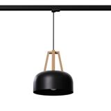 HANGING LAMP 3 PHASE CASCO BLACK/NATURAL WOOD E27 3000K 7.5W 620LM