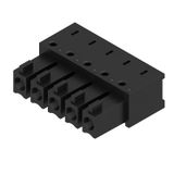 PCB plug-in connector, female header, closed side, THT/THR solder connection, 3.81 mm, Number of poles: 5, 90°, Solder pin length (l): 1.5 mm, tinned, black, Box