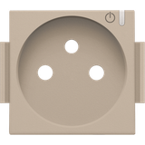 Finishing set for connected switching socket outlet with pin earthing and control button, champagne coated