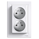 Asfora - Socket 2x 2x(2P+PE) with surge protection, white (EPH9800121P)