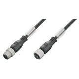 Sensor/actuator line, Connecting line, M12 / M12, Number of poles : 4, 4 m, pin, straight - socket, straight, Shielded: No, LED: No, Sheath material: PVC, Halogen: Yes