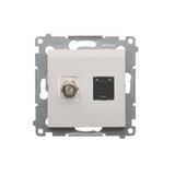 Aerial socket type "F" + computer socket RJ45 cat.6, white