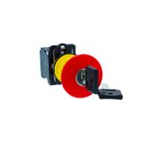 Key emergency switching off push button, Harmony XB5N XB7N, plastic, red, 40mm, key release, 1 NC