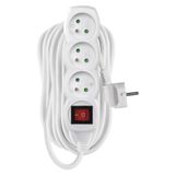 Extension Cord 10 m / 3 sockets / switch / white / PVC / 1.5 mm2