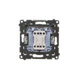 Single switch with backlight LED, (module), 16AX, Screw, Silver matt, metalic