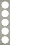 Frame 5gang, R.3, stainless steel/p. white