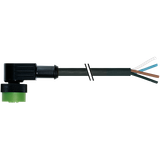 MQ12 female 90° A-cod. with cable PUR 4x0.34 bk 1m