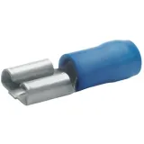 Insulated flat plug sleeve, 6.3 x 0.8 mm, 1.5 to 2.5 mm², AWG 16 to 14, bronze, tin-plated, blue, 730BZ