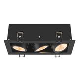 KADUX, recessed ceiling light, triple, 3000K, 38°, IP 20, square, black